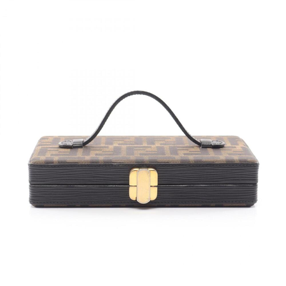 Fendi Zucca handbag, canvas and leather, women's, brown black.